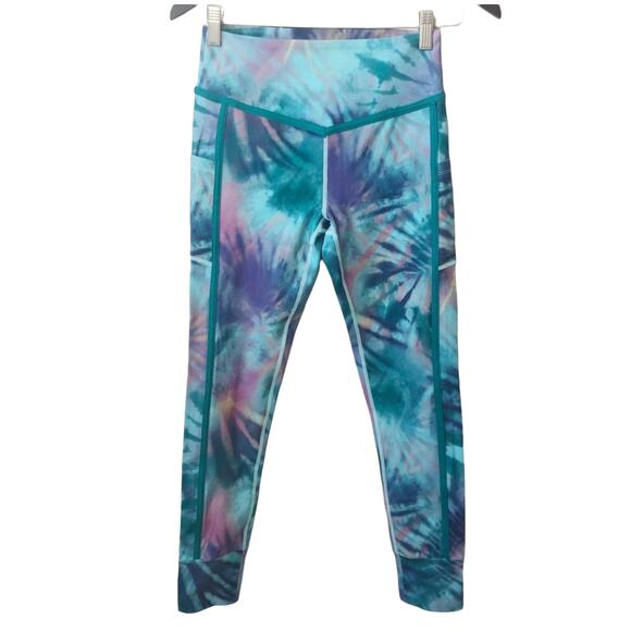 NWT Colosseum Women's Amour Workout Leggings Tie Dye Teal Medium Activewear Gym - Picture 2 of 9